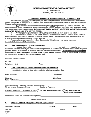 Authorization for Administration of Medication