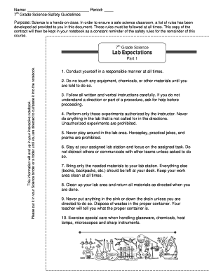 7th Grade Science Lab Safety Guidelines