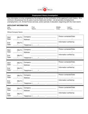 Employment History Verification Form
