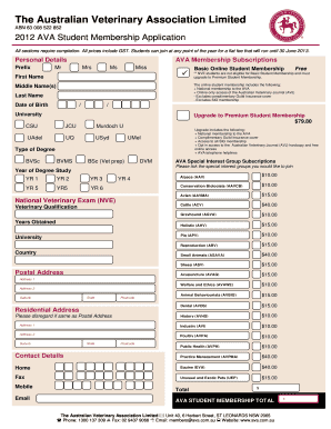 AVA Student Membership Application