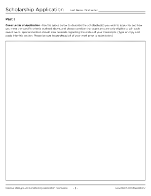 NSCA Scholarship Application