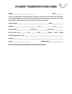 STUDENT TRANSPORTATION FORM