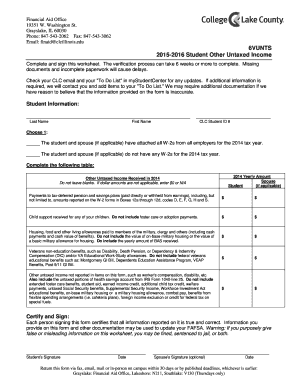 2015-2016 Student Other Untaxed Income Form