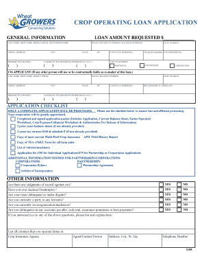 Crop Operating Loan Application