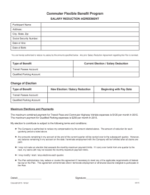 Commuter Flexible Benefit Salary Reduction Agreement
