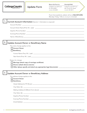 CollegeCounts 529 Fund Update Form