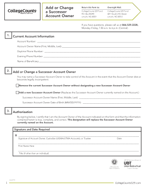 CollegeCounts 529 Fund Successor Account Owner Form