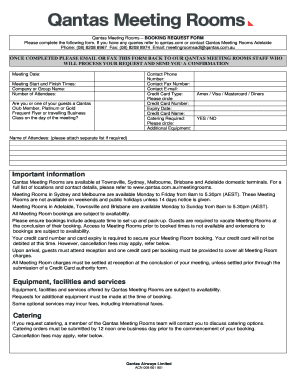 Qantas Meeting Rooms Booking Request Form