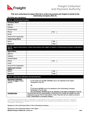 Freight Collection and Payment Authority