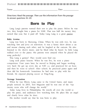 Grade 4 Comprehension Strategy Assessment