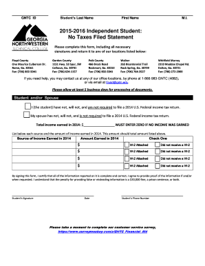 No Taxes Filed Statement