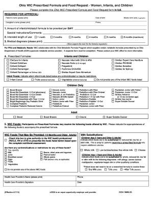 Ohio WIC Prescribed Formula and Food Request