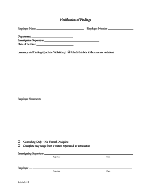 Employee Violation Notification Form