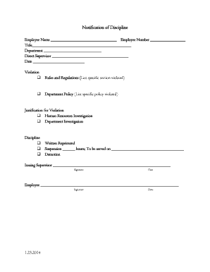 Employee Discipline Notification Form