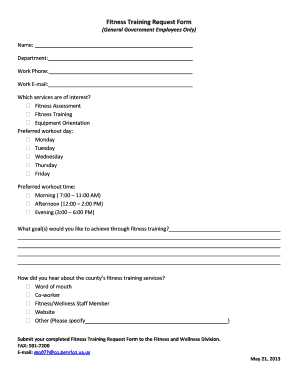 Fitness Training Request Form 2 - HR Employee