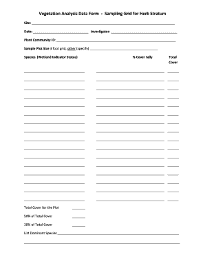 Vegetation Analysis Data Form