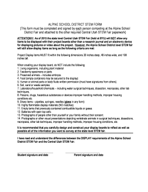 Alpine School District STEM Fair Form