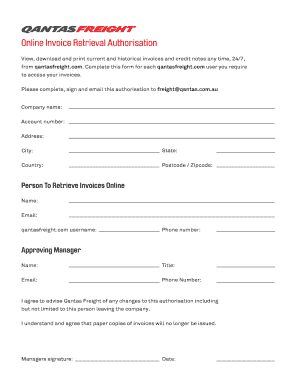 Qantas Freight Invoice Access Authorization
