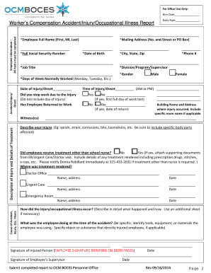 Worker's Compensation Accident Injury Report