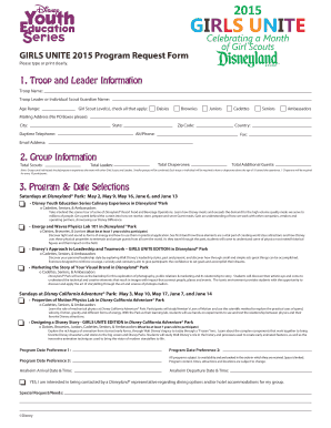 Girls Unite 2015 Program Request Form