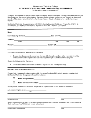 Authorization to Release Confidential Information