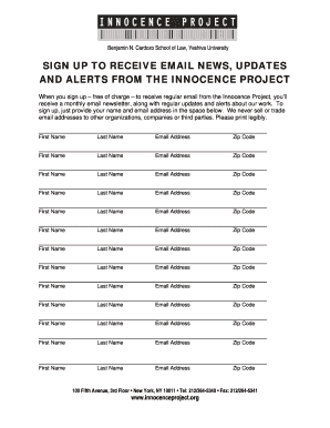 Innocence Project Email Signup Form