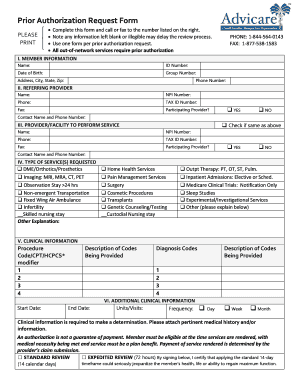 Prior Authorization Request Form
