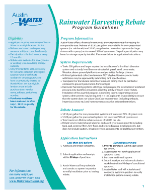 Austin Water Rainwater Harvesting Rebate Application