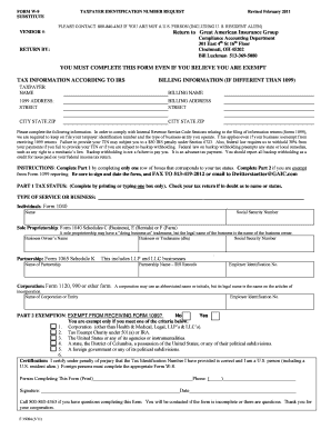 Form W-9 Taxpayer Identification Number Request