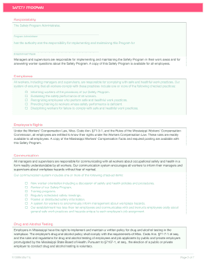 Mississippi Employer Safety Program Template