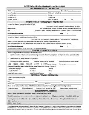 EI/ECSE Referral & Feedback Form