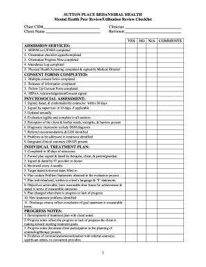 Mental Health Peer Review Checklist