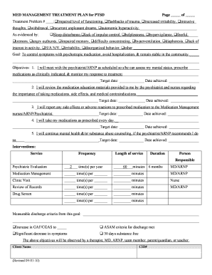 PTSD Medication Management Treatment Plan