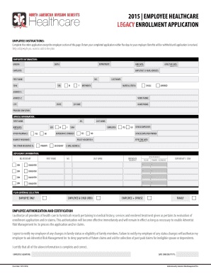 Employee Healthcare Legacy Enrollment Application