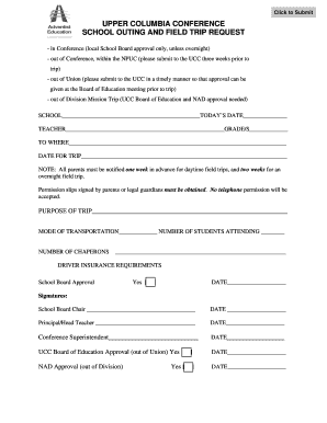 School Outing and Field Trip Request