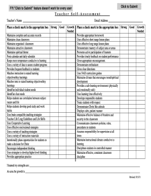 Teacher Self-Assessment Form