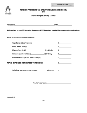 Teacher Professional Growth Reimbursement Form