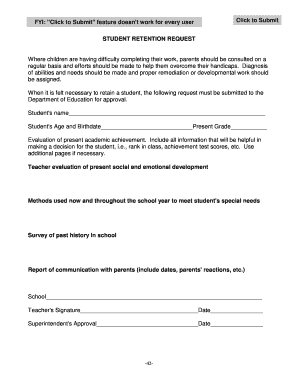 Student Retention Request Form