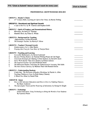 Professional Growth Book Selection Form