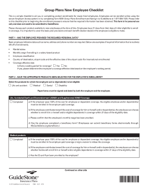 Group Plans New Employee Checklist