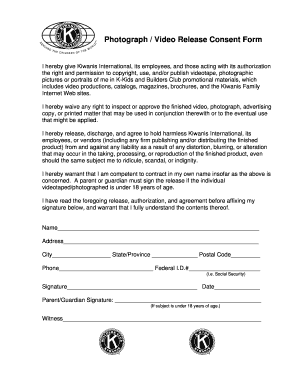Photograph Video Release Consent Form
