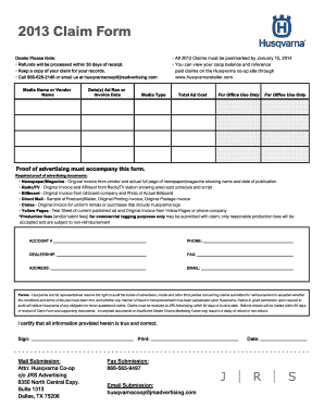 2013 Claim Form