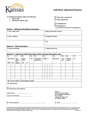 Individual Adjustment Request Form