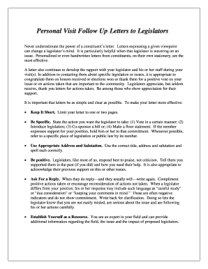 Legislator Follow-Up Letter Template