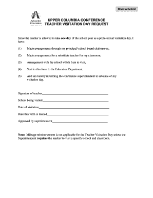 Teacher Visitation Day Request Form