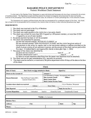 Wisconsin Worthless Check Statement