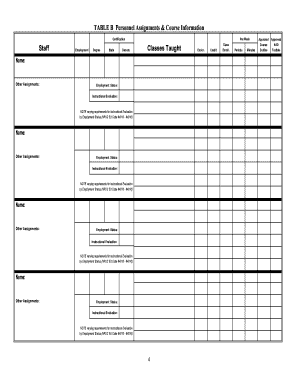 Personnel Assignments and Course Information Form