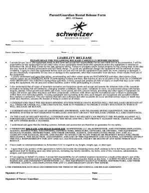Parent Guardian Rental Release Form