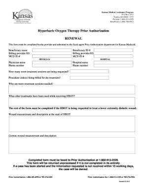 Kansas Medicaid Hyperbaric Oxygen Therapy Prior Authorization