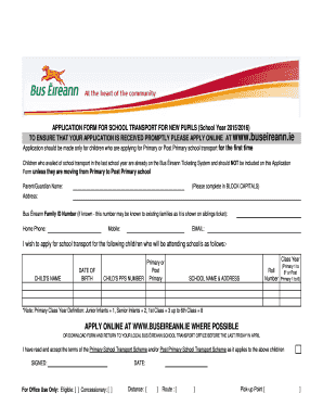 School Transport Application Form